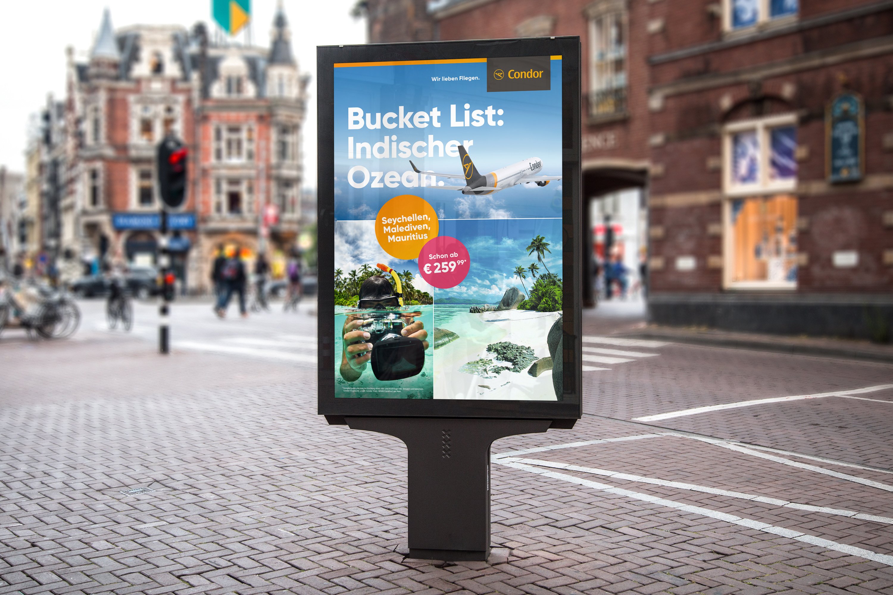 Excite Werbeagentur Condor City LIghts Plakat "Buckt LIst: Indischer Ozean." in Innenstadt