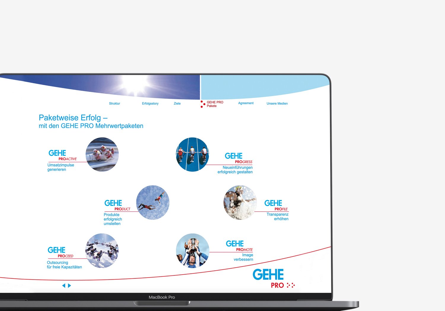 Excite Werbeagentur  GEHE Präsentation auf Monitor Ausschnitt